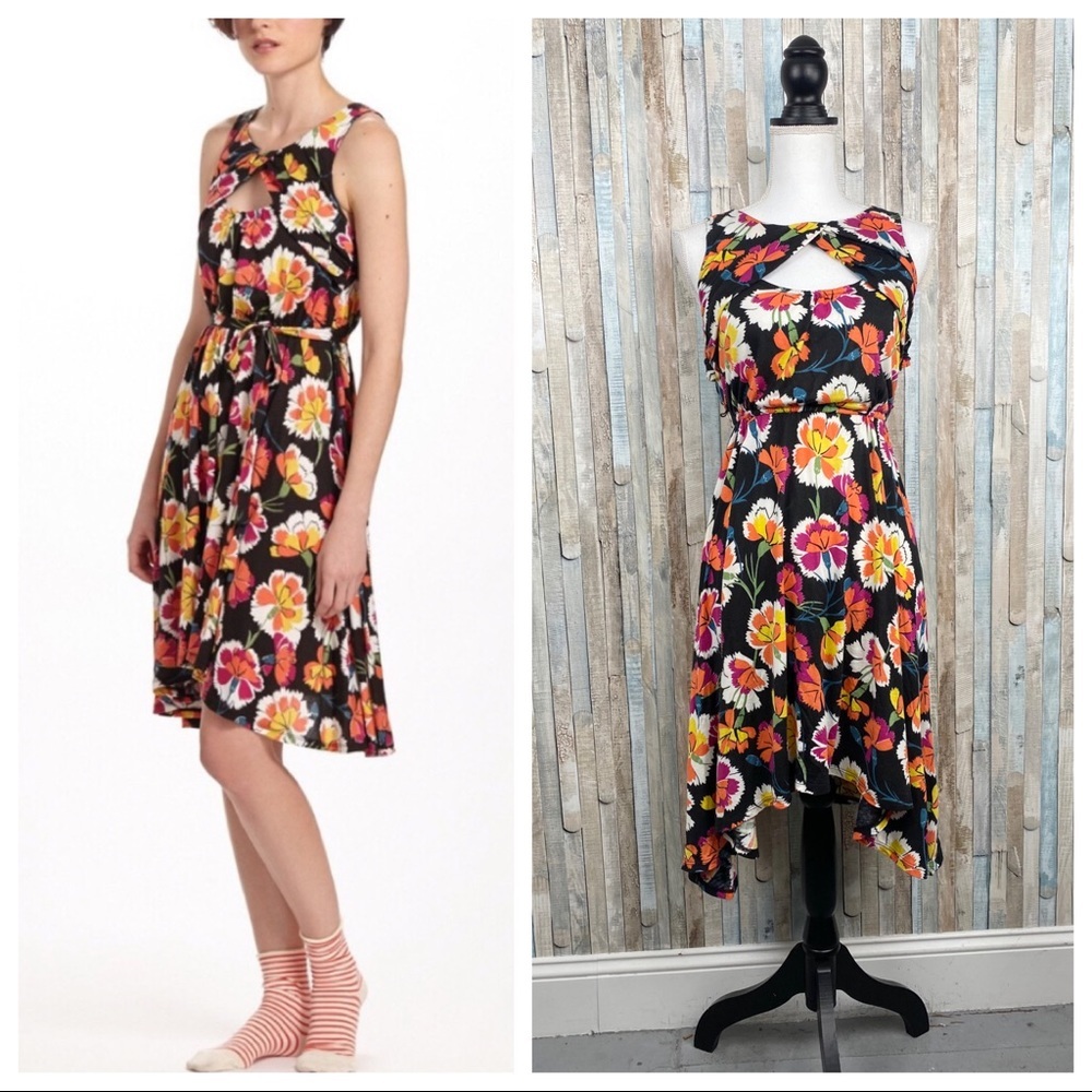 Anthropologie XS Azalea Burst Asymmetric‎ Dress